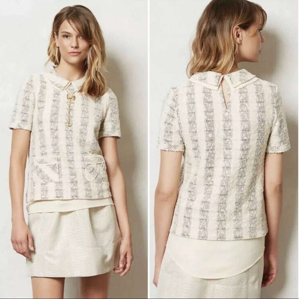 Anthropologie Postmark Cadence Tweed Top Size XL